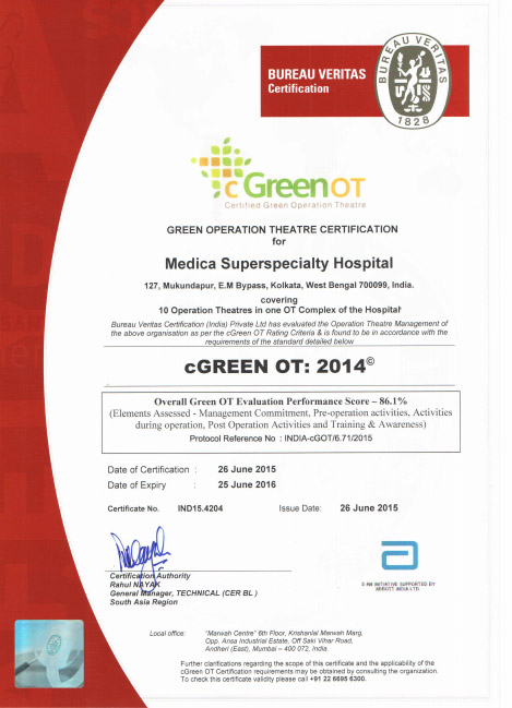Medica awarded with Green Operation Theatre Certificate